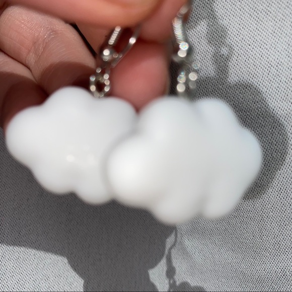 White/Blue 1pair Cloud Drop Earrings - Picture 6 of 8